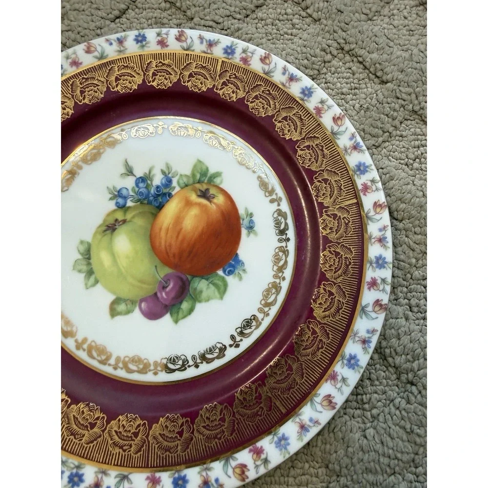 Porcelain Plate Decorated Fruits, Flowers Bavaria 7 3/4
